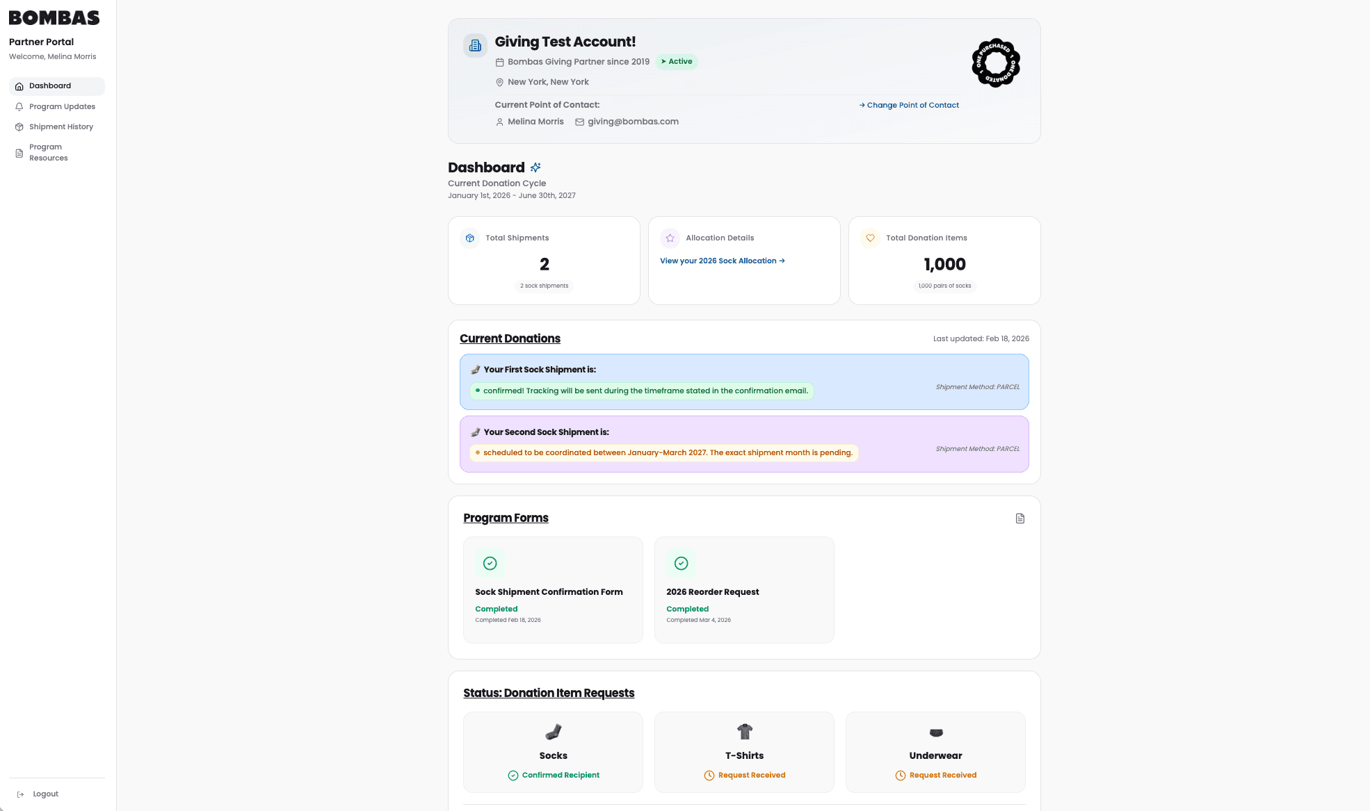 The Bombas Partner Portal built on Zite